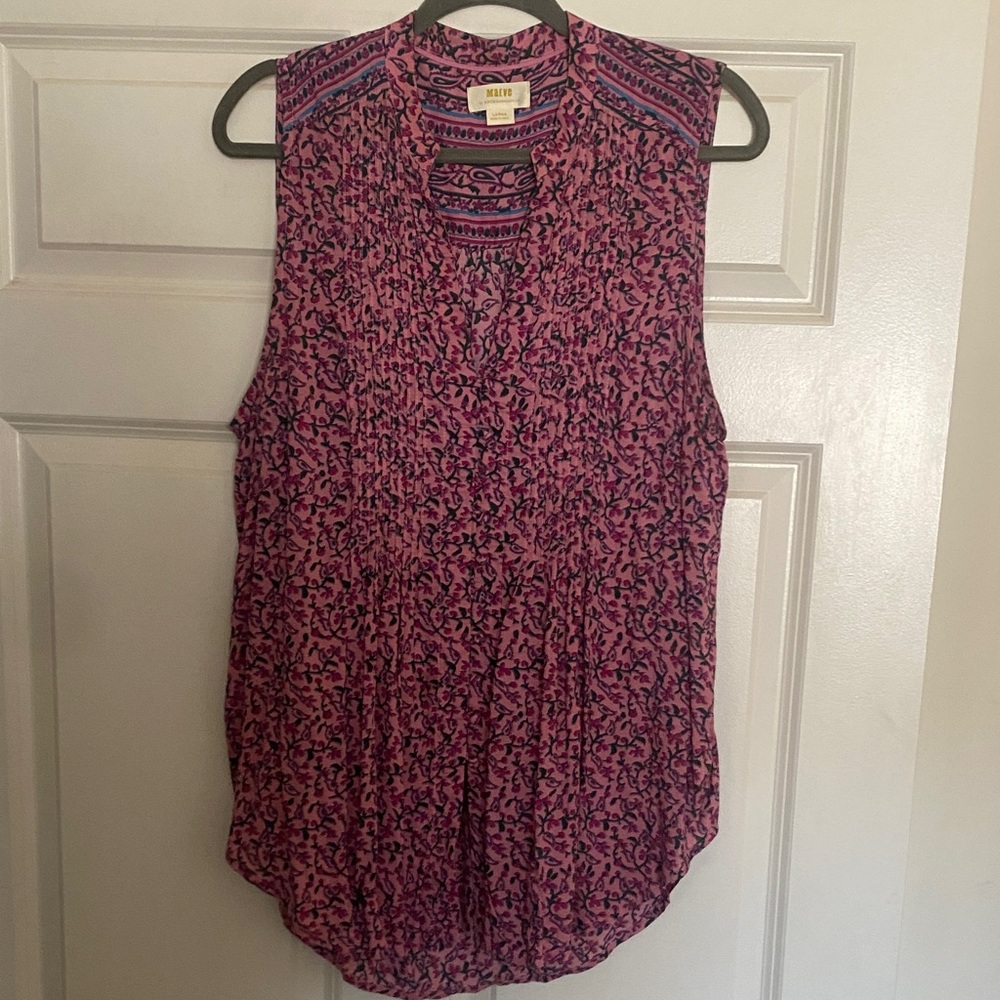 Apt. 9 Purple and Black Patterned Sleeveless Blouse